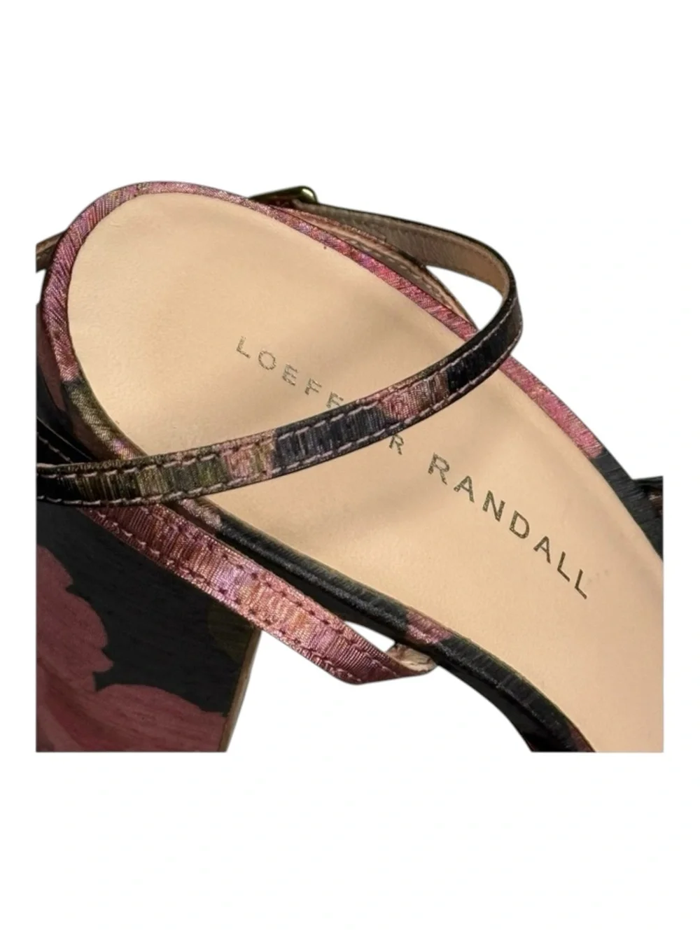 Loeffler Randall ✿ Natalia Pleated Knot Platform Heel Sandal ✿ Metal Floral ✿ 9M
